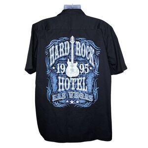 Vintage Y2K Hard Rock Hotel Las Vegas Mechanic Work Shirt Mens Size 2XL Black